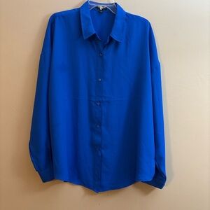 Express Vibrant Blue Button-Up Shirt XL